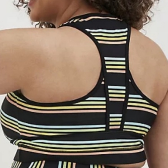 Torrid Active Swim Black Green Stripe Wireless Racerback Bikini Top Size 3X NWT - Picture 4 of 4